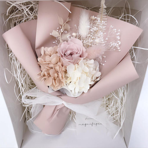 確認用　　ドライフラワー ピンクベージュ束 ドライフラワー花束 S】ピンク系 | flowershop KAIKA