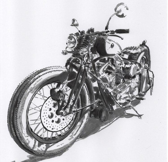 オーダーメイド バイク 筆ペンイラスト イラスト T style 通販