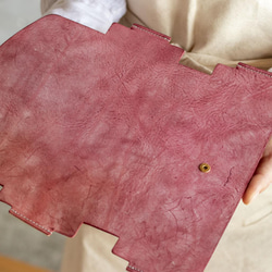 おとな財布の外装（三つ折り） アラスカレザー（パープル） 2枚目の画像