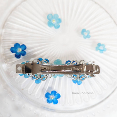 再販】 スカイブルー ネモフィラ バレッタ バレッタ houki-no-boshi