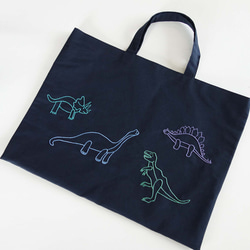 レッスンバッグ さくらんぼ 刺繍 ネイビー リバティ チェリー