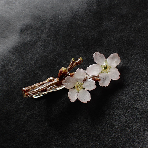学習院 桜　さくら　ネクタイピン カフス 再販】朝露を纏った桜の枝先（啓翁桜）✴︎ネクタイピン