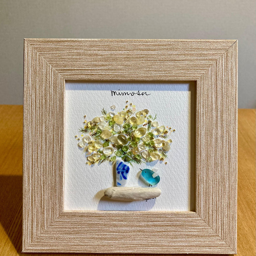 天然石 花柄 アート額縁 天然石 花柄 アート額縁