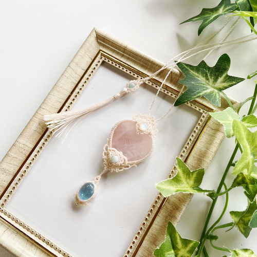 ♡ローズクォーツ×レインボームーンストーン×アクアマリンの