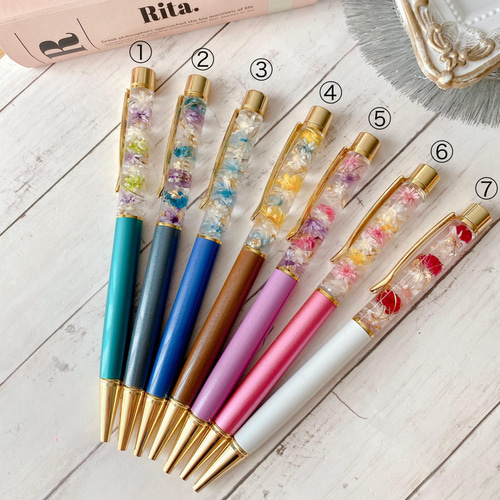 名入れ 予備の替え芯付き ハーバリウムボールペン ゴールド プレゼント  