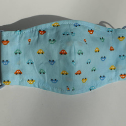 【こども】シンプル小さなくるま コットンマスク　フィルターポケット付き　選べるサイズ（2才－小学校高学年) 5枚目の画像