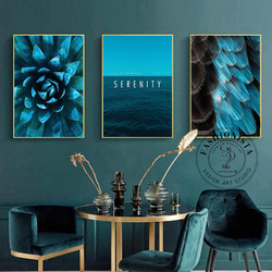 アートポスター 抽象画 青 花 海 羽 北欧風 おしゃれ シンプルモダン