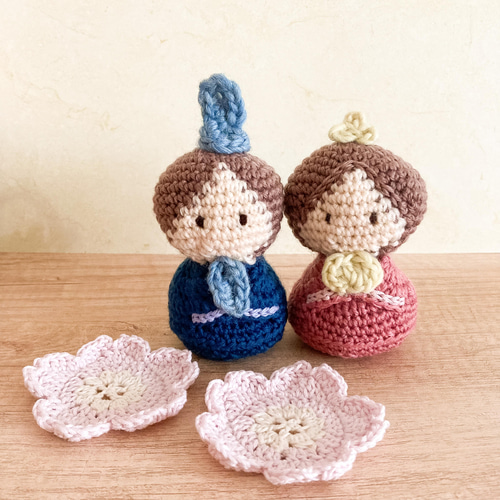 受注制作】おひなさまのあみぐるみ 雛人形 親王飾り お内裏様と