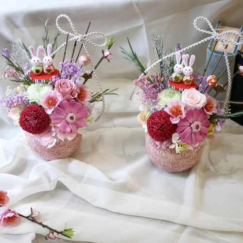 再販 送料込 プリザーブドフラワー ひな祭り アレンジメント ピンクの