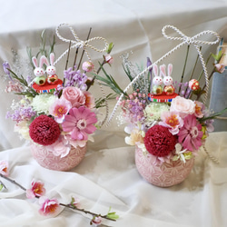再販 送料込 プリザーブドフラワー ひな祭り アレンジメント ピンクの