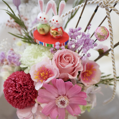 再販 送料込 プリザーブドフラワー ひな祭り アレンジメント ピンクの