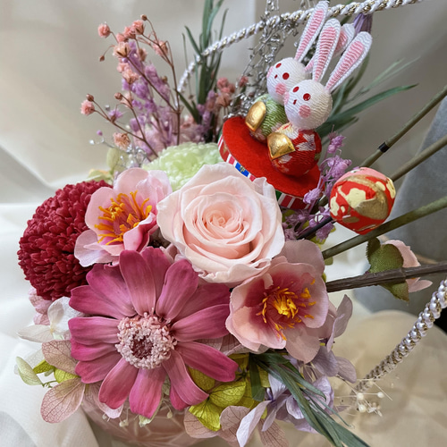 再販 送料込 プリザーブドフラワー ひな祭り アレンジメント ピンクの