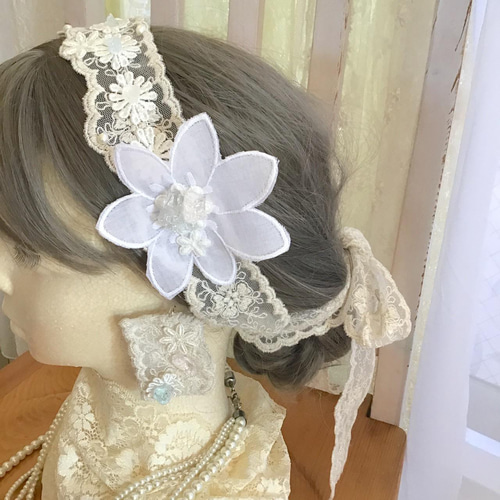 ヘッドドレス&ピアス(イヤリング)3点セット】ヘアアクセ 結婚式