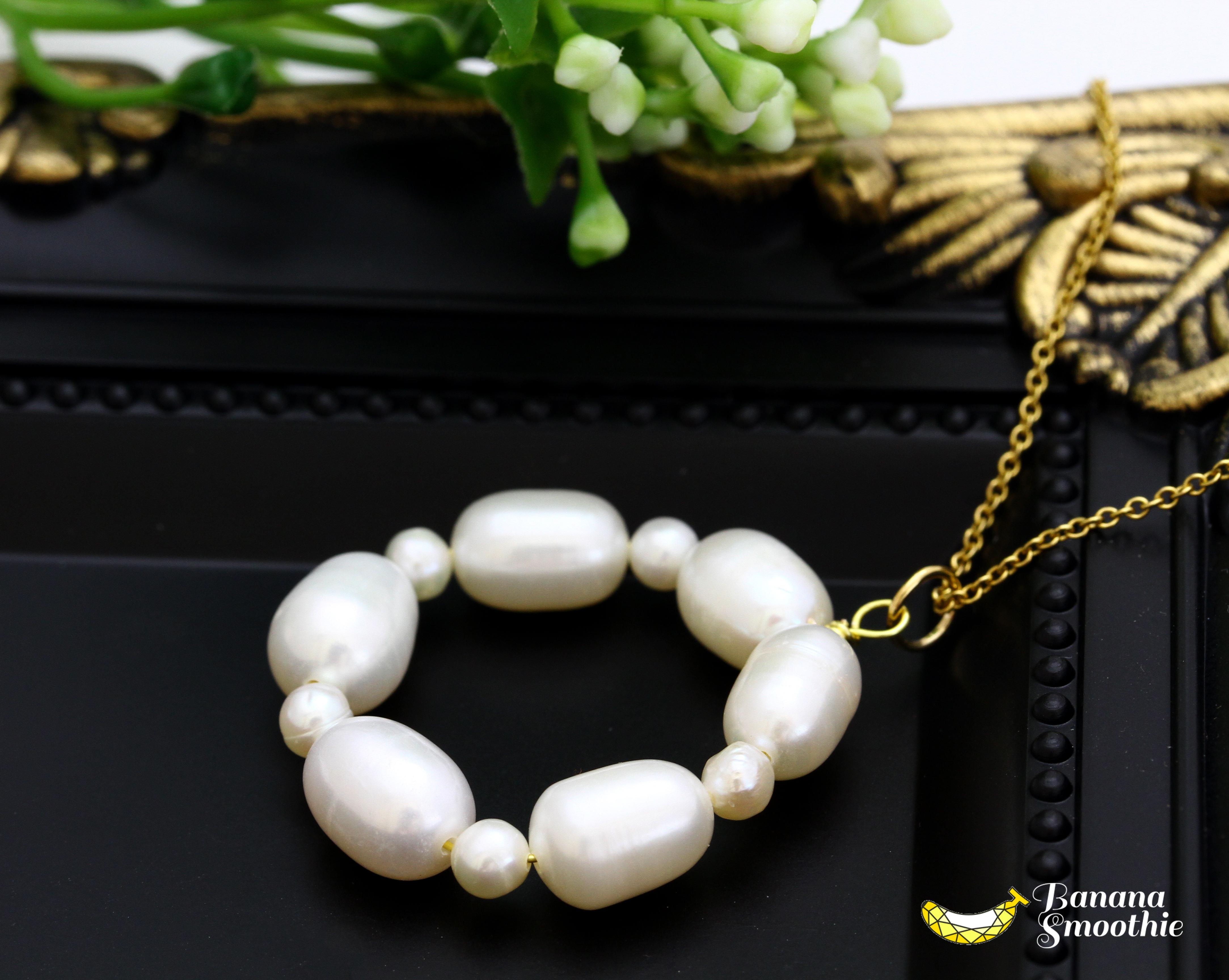 存在感があるのに上品に フォーマルにも合う 淡水パール ワイヤーフープ 14kgfネックレス 6月誕生石