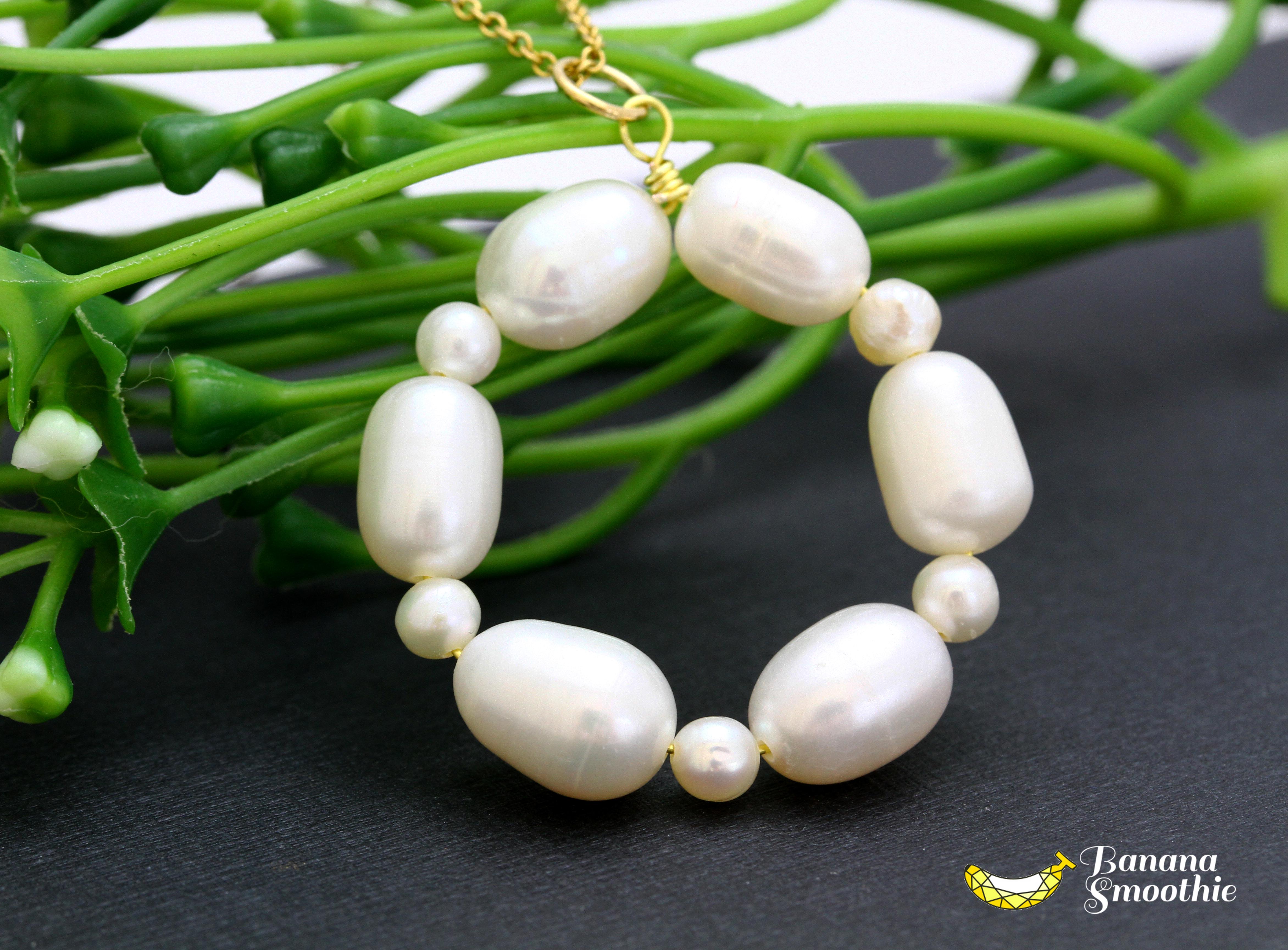 存在感があるのに上品に フォーマルにも合う 淡水パール ワイヤーフープ 14kgfネックレス 6月誕生石 5,460円