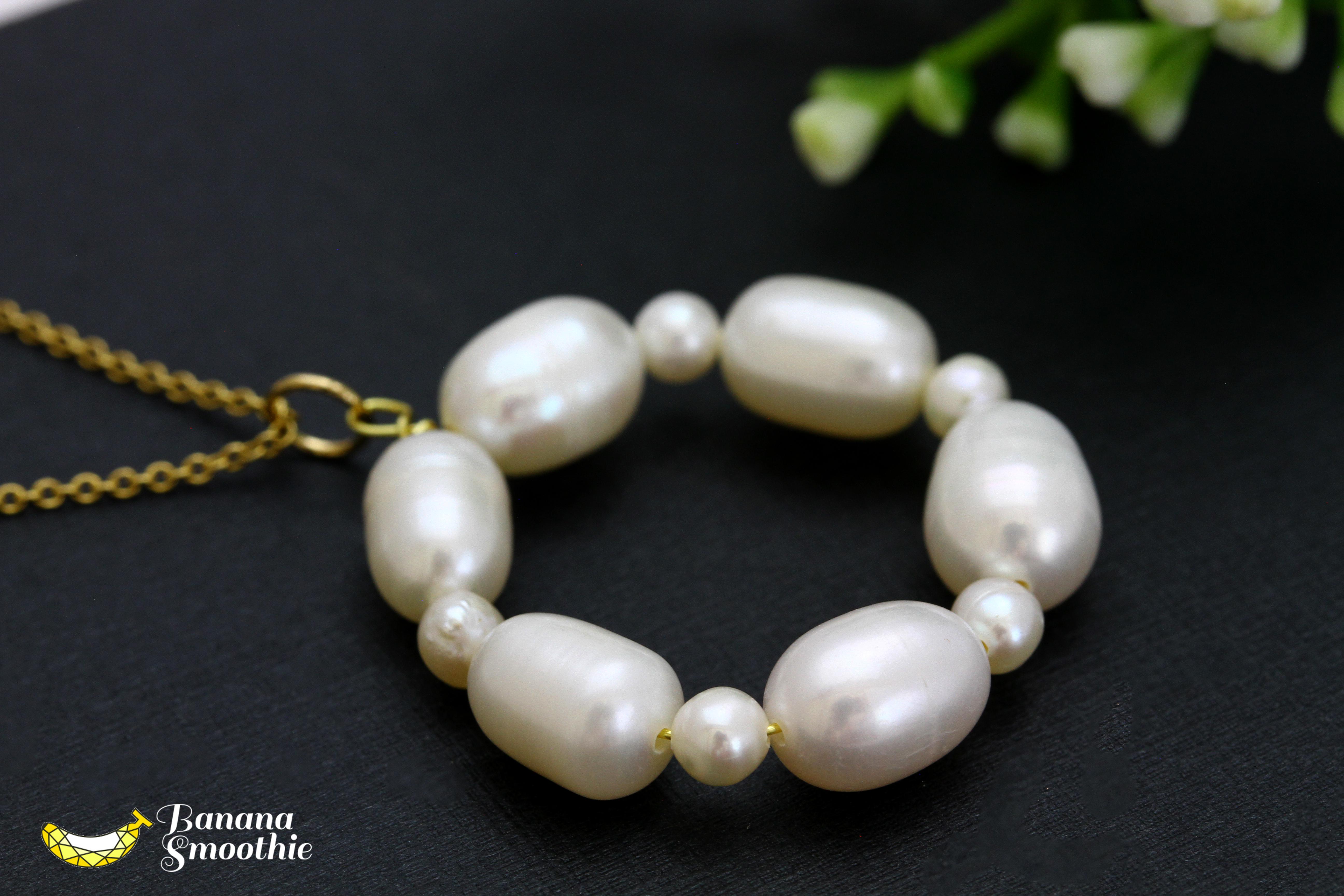 存在感があるのに上品に フォーマルにも合う 淡水パール ワイヤーフープ 14kgfネックレス 6月誕生石