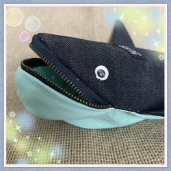 クジラポーチ（小）☆ハンドメイドポーチ☆デニム⑨水色 クジラポーチ（小）☆ハンドメイドポーチ☆デニム⑨水色 【公式通販】