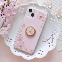 ❁数量限定❁【全機種対応】Sakura Collection❁.*･ﾟ押し花スマホケース 2枚目の画像