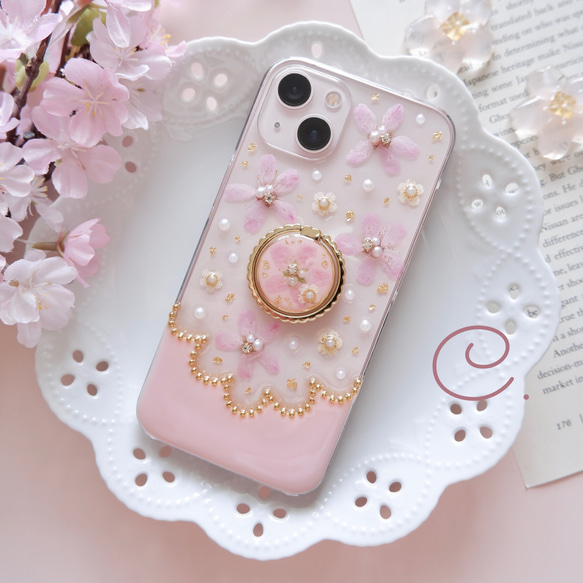 ❁数量限定❁【全機種対応】Sakura Collection❁.*･ﾟ押し花スマホケース 4枚目の画像