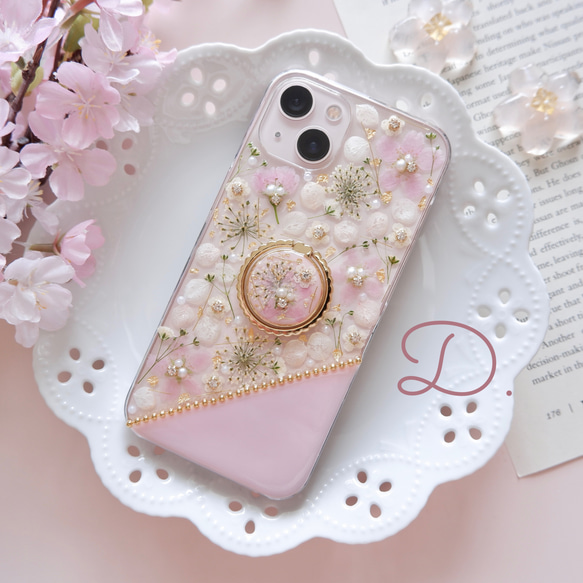 ❁数量限定❁【全機種対応】Sakura Collection❁.*･ﾟ押し花スマホケース 5枚目の画像