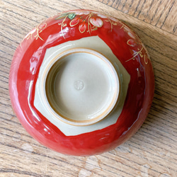 清水焼 ふくりん茶碗 大 (赤地・しだれ桜) 6枚目の画像