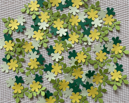 クラフトパンチ お花 グリーン 緑 カラフル フラワー アルバム素材