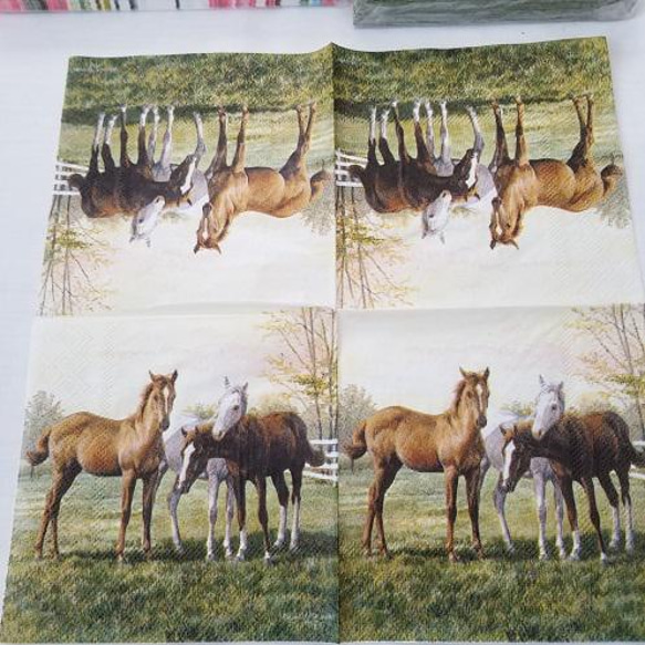 馬柄　ペーパーナプキン各柄20枚　計40枚セット　うま・ウマ・ 紙ナプキン 乗馬 4枚目の画像