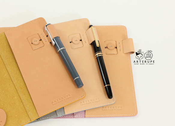 A6ノート ほぼ日手帳 本革カバー・シュリンクレザー使用/サフラン 2枚目の画像