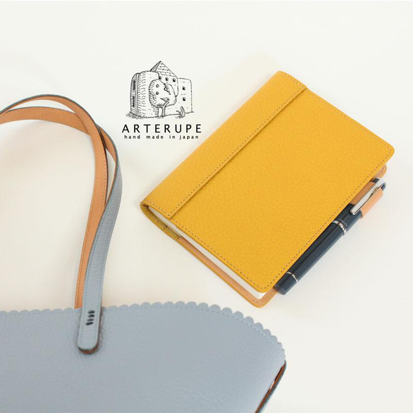 A6ノート ほぼ日手帳 本革カバー・シュリンクレザー使用/サフラン 1枚目の画像