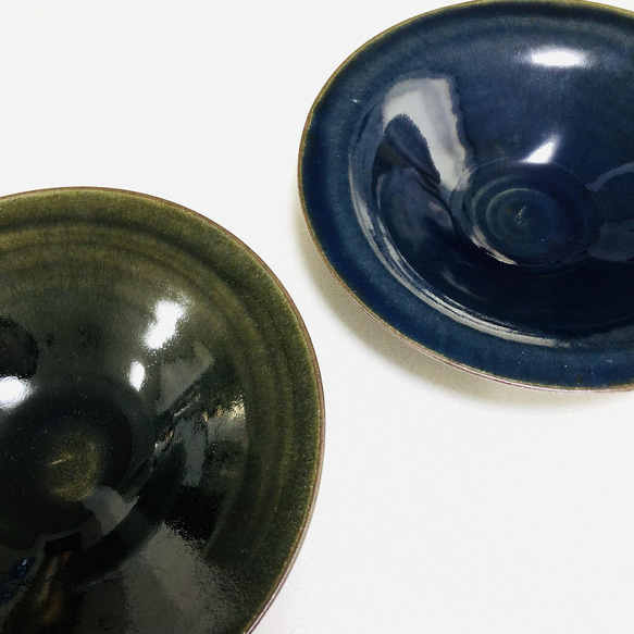 パスタ皿2枚　φ22cm✖️4.5cm(高さ)  青色✖️緑色 8枚目の画像