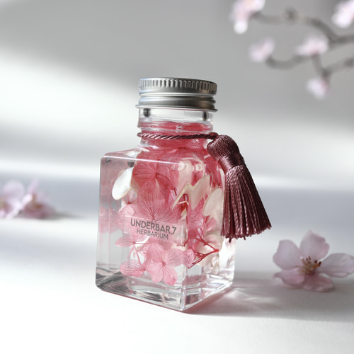 桜ピンクのハーバリウム 50ml ミニボトル 紫陽花 春 母の日 卒業 入学  