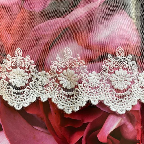オリジナルチュール✖️ローズチュールレースタブリエ 刺繍レース チュールスリーブ パーティードレス