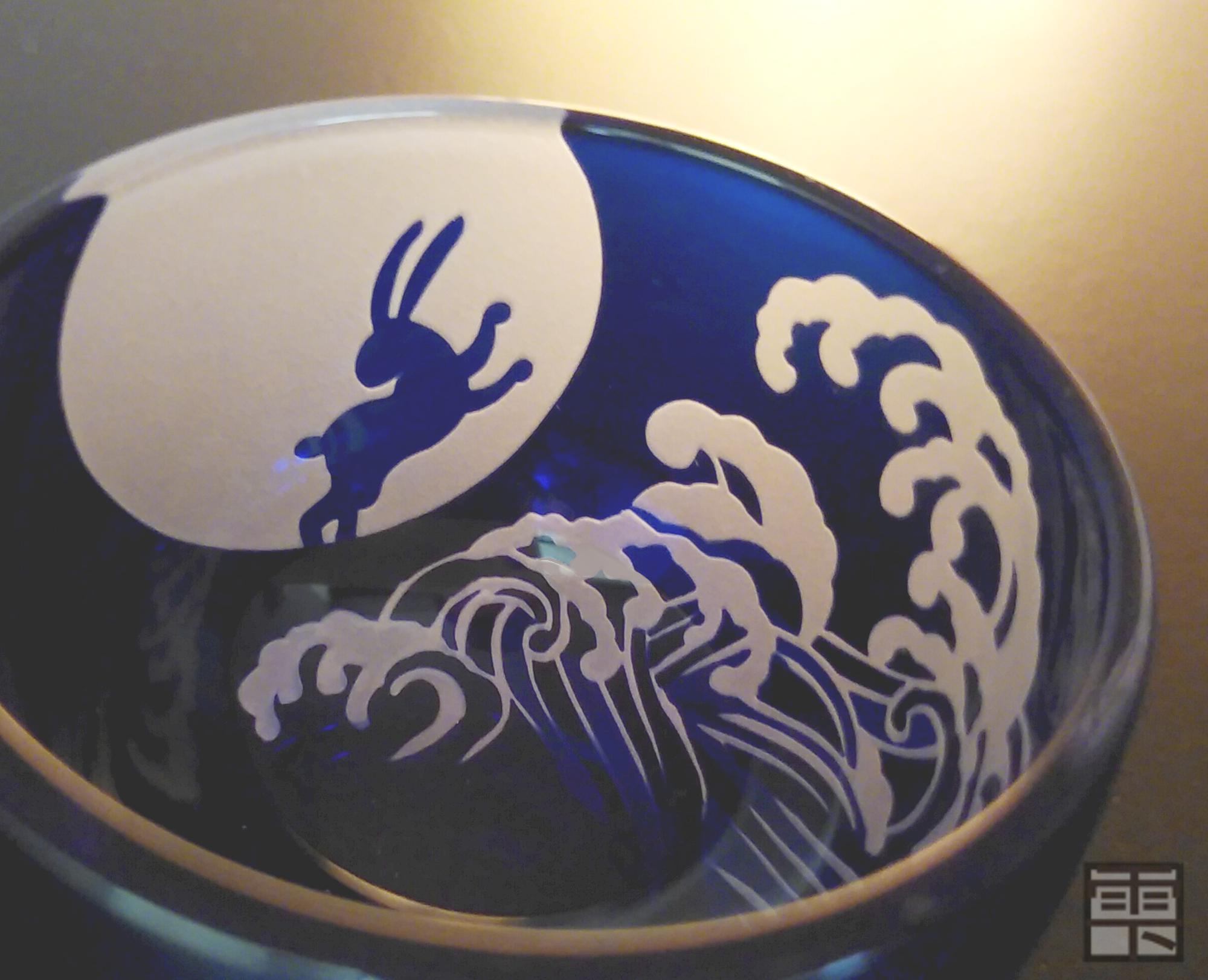 [和グラス] 月と兎