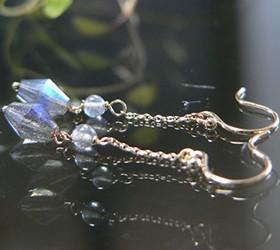 K10&18YG ラブラドライト デザインピアス