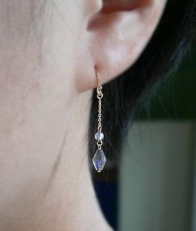 K10&18YG ラブラドライト デザインピアス