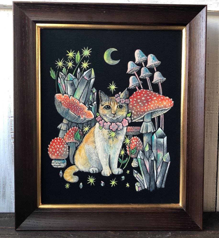 絵画「あたしはしっぽ　ボクはあたま」猫2匹赤魚 絵画「あたしはしっぽ ボクはあたま」猫2匹赤魚 絵画「あたしは