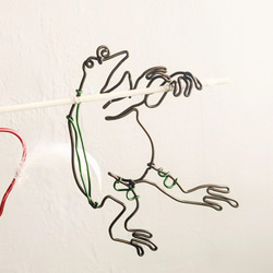 鳥獣戯画 ハートをお届け モビール  うさぎ カエル 和風 天使 ガーランド 壁飾り ウサギ 兔 蛙 かえる 壁掛け 3枚目の画像