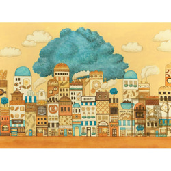 ポストカード4枚セット16「吉祥寺ファンタジー」（空想街百貨店、おかしの街、青い木の下のパンの街） 4枚目の画像