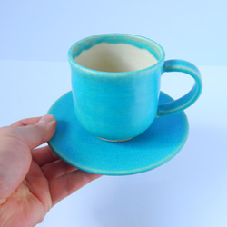 トルコブルーコーヒーカップ(ソーサー付き) 3枚目の画像