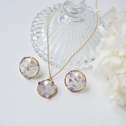 繡球花色天然寶石與珍珠飾品套裝 第8張的照片