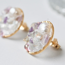 繡球花色天然寶石與珍珠飾品套裝 第4張的照片