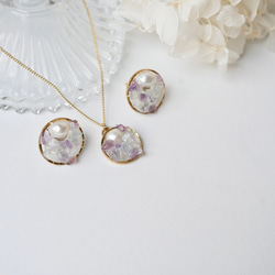 繡球花色天然寶石與珍珠飾品套裝 第9張的照片