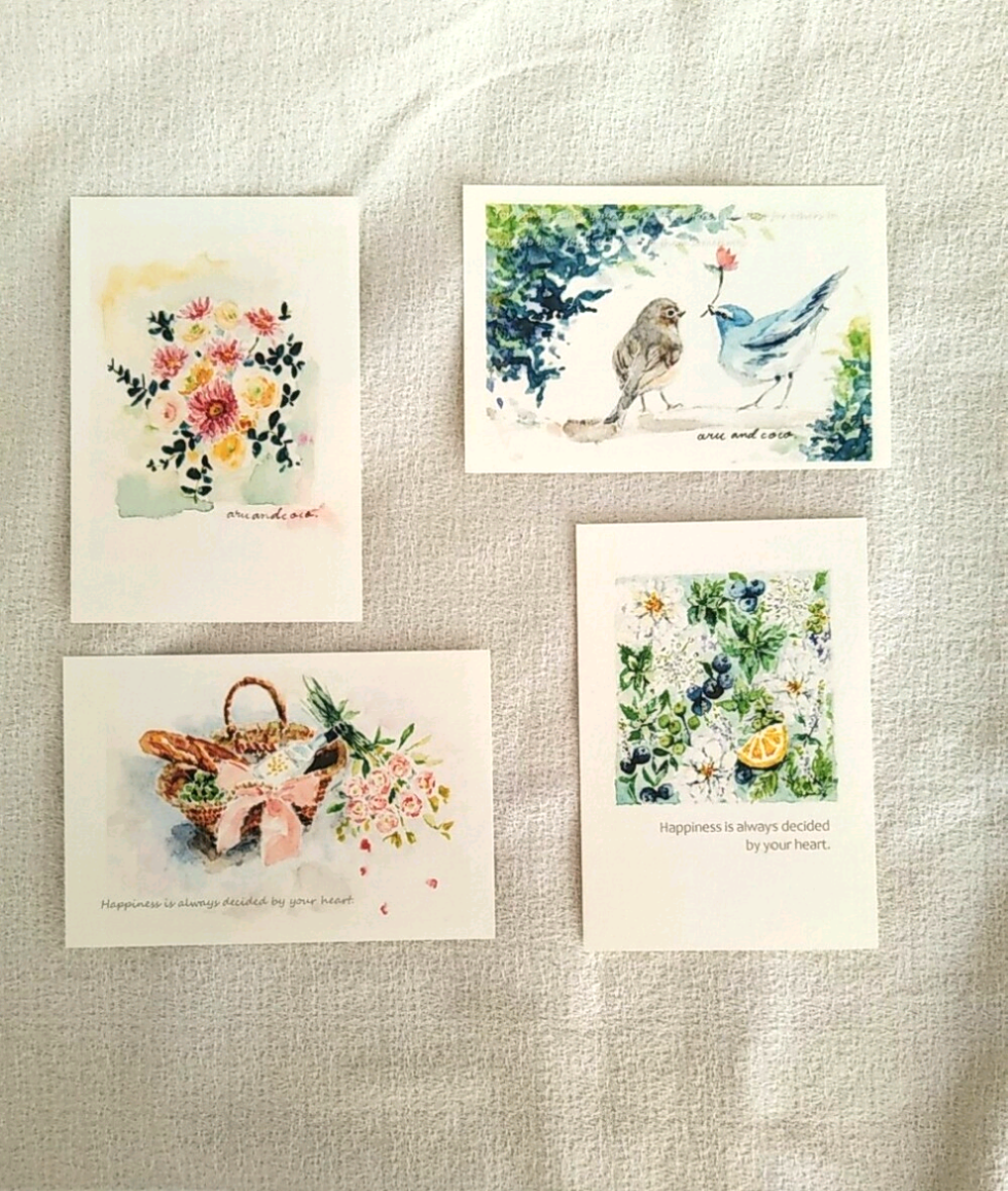 みみ　水彩画　ブーゲンビリアと青い鳥　値段は600円です 1ca362bce271e07798a3c5bb6a1f00