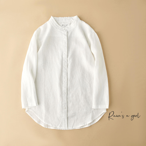 リネン100％＊シンプルラインブラウス＊爽やかな色合い/2色展開