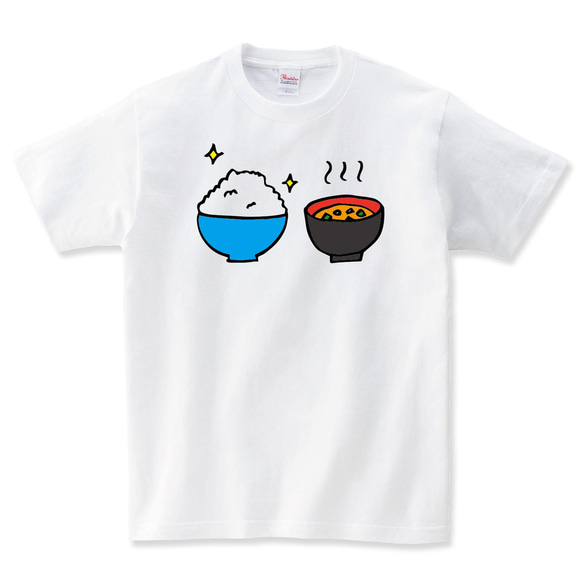 味噌汁's Tシャツ ごはんと味噌汁 食べ物 和食 Tシャツ メンズ レディース キッズ 子供服