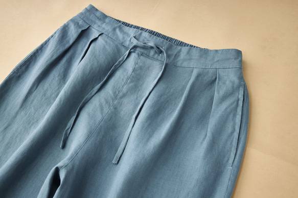 リネン100％＊ストレートライン＊ワイドパンツ/４色展開　B-3X 6枚目の画像