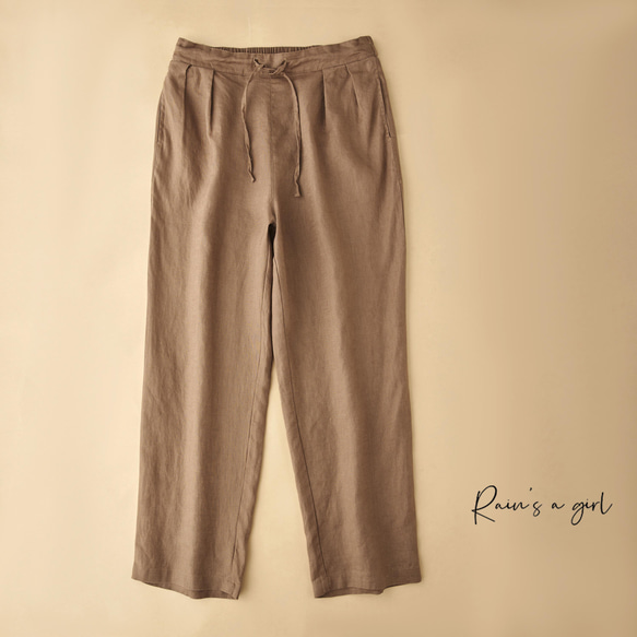 リネン100％＊ストレートライン＊ワイドパンツ/４色展開　B-3X 2枚目の画像