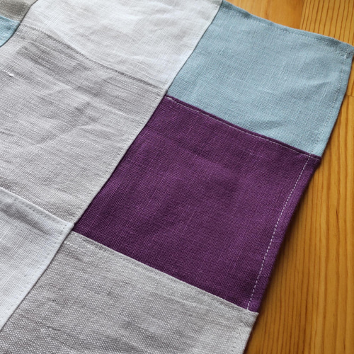 アンティークリネンラミー パッチワークペイント カーテン 大きめ　ブロカント アンティークリネンラミー パッチワークペイント カーテン 大きめ