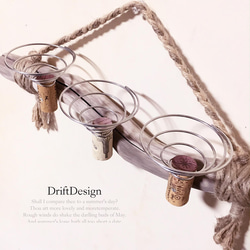 〜Drift Design〜　味わい流木のお洒落な多用途３連コルクホルダー　エアプランツ　造花　植物　インテリア 3枚目の画像