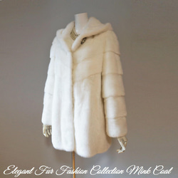 【サガミンク】パールミンクファー コート 毛皮コート ジャケット ロング 白 エレガンスを極めた☆女性的な優しさを誇るパールホワイトミンクファー